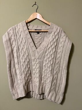 Anthropologie Lea & Viola Oversized Sleeveless V Neck Sweater Tan Size XS
